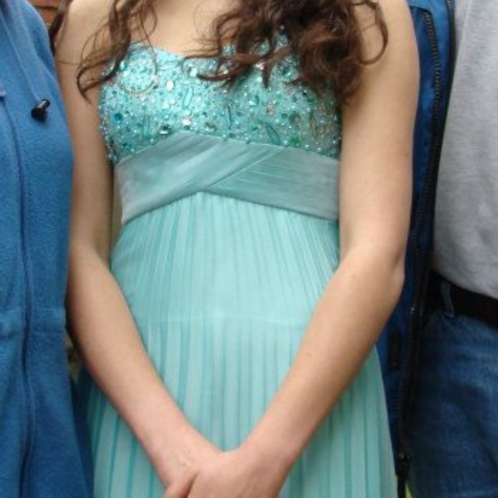 TEAL AQUA BLUE PROM FORMAL Princess SEMI DRESS